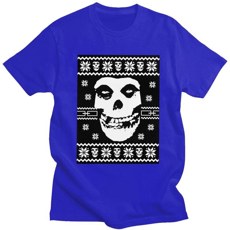 Custom Male Horror Punk Rock Misfits SKull T Shirts Short Sleeves Cotton Tshirt Streetwear Tshirt Casual Tees Slim Fit Clothes