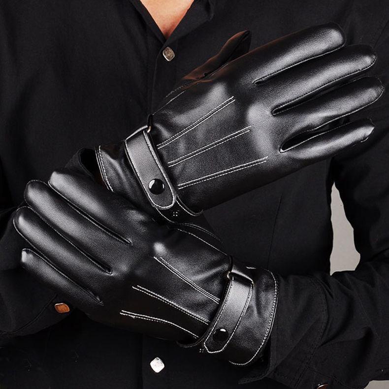Unisex Winter Leather Gloves: Windproof, Thick, Touchscreen-Compatible with Plus Velvet Lining for Cycling and Motorcycling