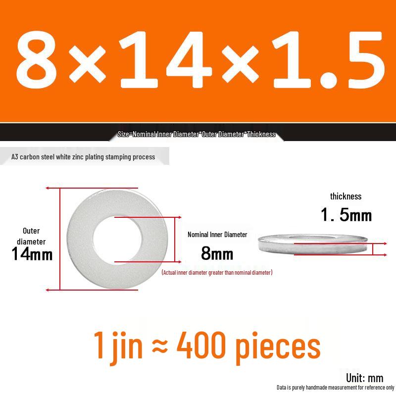 Extra Thick Galvanized Iron Flat Washer, Round, M3-M62