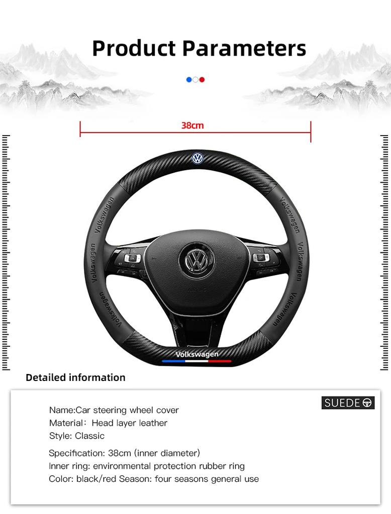 VW GTI GOLF 2026 Meleg VW VOLKSWAGEN Autó Kormánykerék Borítás Csúszásgátló Szénszálas Kormányfogantyú Sapka VW GTI Polo Golf Pa-hoz
