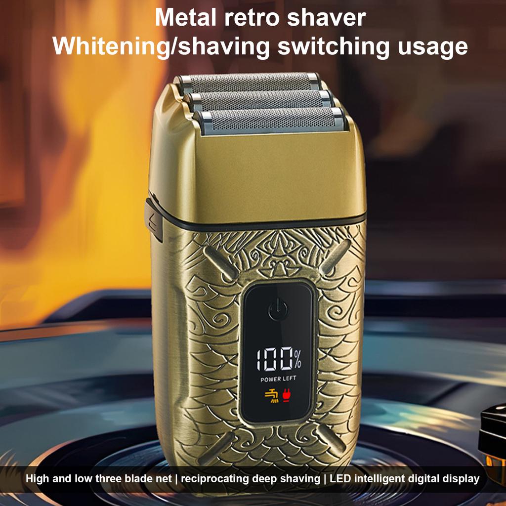 Men s Electric Beard Trimmer with 3 Heads Shaving Foil Razor Bald Head Shaver Full Body Washable Dry and Wet Use