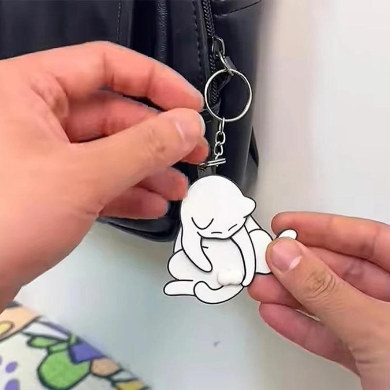 1-20PCS Creative Pull Play Egg Cat Keychain Pendant Cute and Funny Rotatable Bag Pendant for Women Keyring Purse Car Accessories