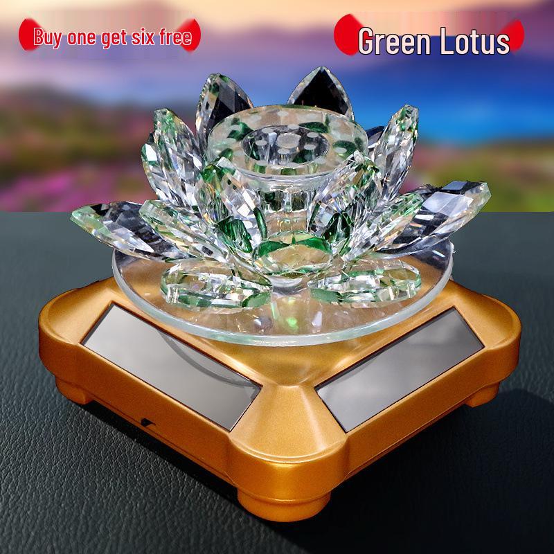 Rotating Crystal Lotus Solar Car Air Freshener & Aromatherapy Ornament