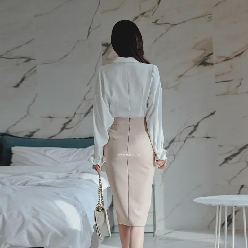 2025 Spring Korean Style Women's Two-Piece Set: Celebrity Fashion Slim Fit Hip Wrap Skirt