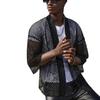 2024 Herren Mesh Tops Hollow Out T-Shirt Maskulin Strickjacke Schal Streetwear Mode Kleidung Top Hemd Herren Hemd