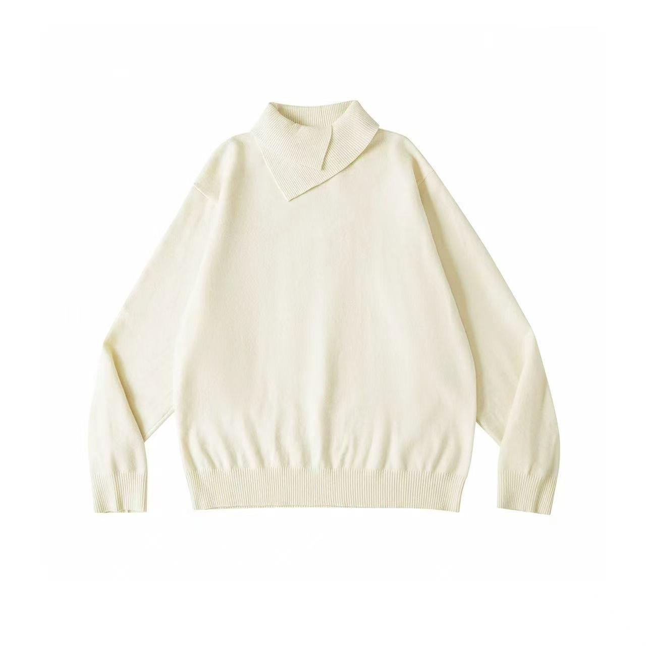 

Men s Asymmetric Double-Layer Collar High-Neck Sweater - Trendy Knitwear for Autumn/Winter Large абрикосовий