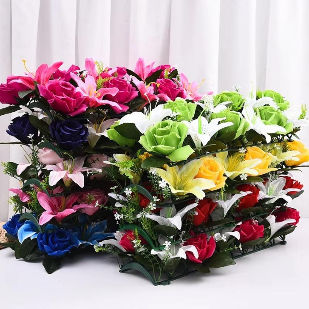 Rose&lily Fake Flowers Silk Wall Wedding Flower Fashion Simulated Flower  Party Stage Supplies