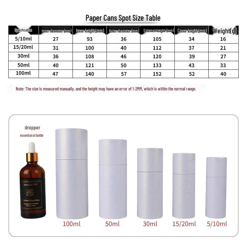Kraft Paper Tube for Essential Oil Dropper Bottle - Round, Thickened Storage & Gift Box