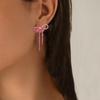 Sparkly Rhinestone Long Dangle Earrings Personalized Bowknot Ear Stud Creative Gift Bow Earrings