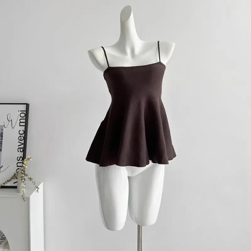 Neues solides Tube Top Camisole Damen Sommer Slim Süßes Mädchen Rock Ärmellos Temperament Gestricktes Top
