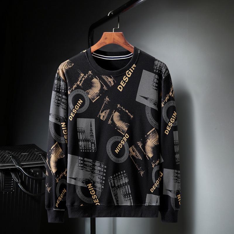 2020 Winter Plus Velvet Thickened Trendy Plus Size Men's Round Neck Sweatshirt