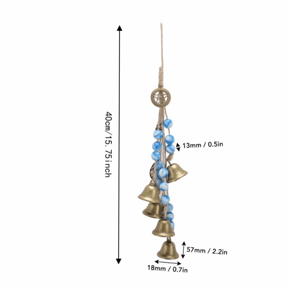 2pcs Metal Bells Door Hanging Bell Wood Beads Wind Chimes Decorative Witch Bells  Home Room Decor