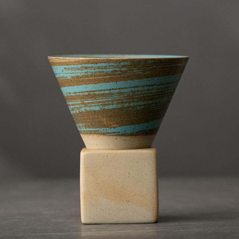 Creative Retro Ceramic Coffee Cup Cone Rough Pottery Tea Cup Japanese Latte Pull Flower Porcelain Cup Household New Pottery
