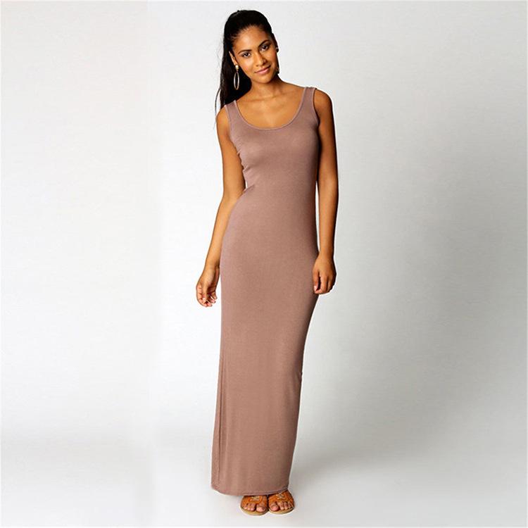 Elegant Solid Color Bodycon Tank Dress for Nightclub Summer