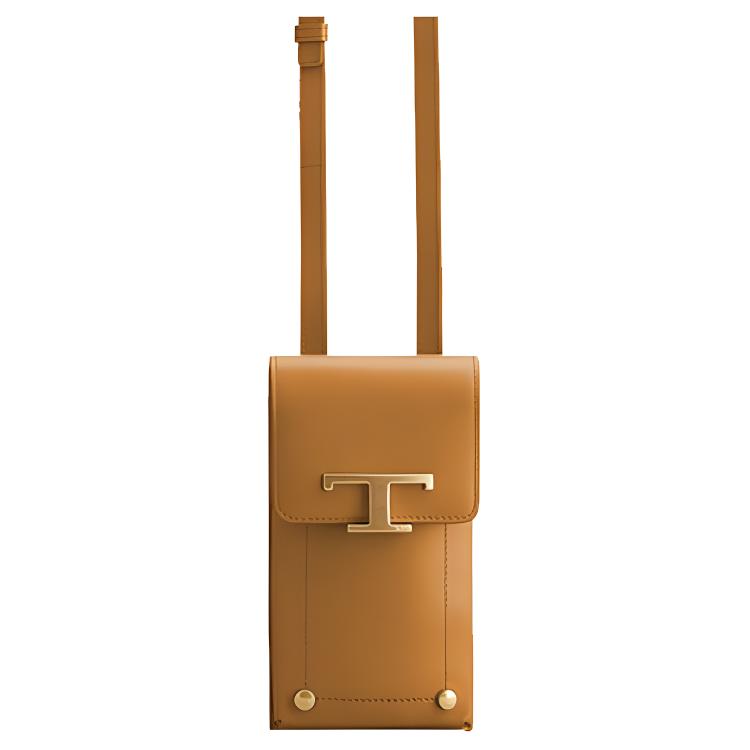 Tods Versátil Casual Alça de Ombro Ajustável Bolsa de Celular de Couro Bolsas Femininas Marrom XAWTSAOV302RORS410
