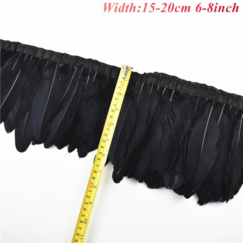 1Meters White Black Pheasant Feathers for Clothes Ribbon on Tape Rooster Goose Turkey Marabou Ostrich Fringe Trim Sewing Decor