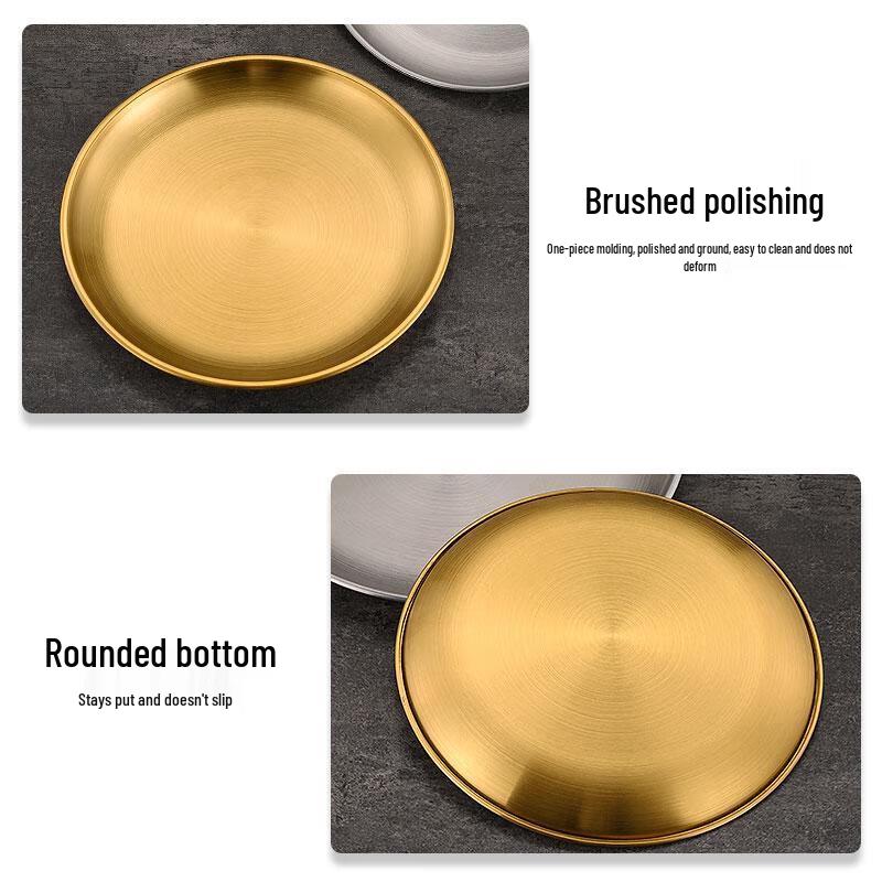 Korean Style Stainless Steel Round Serving Tray