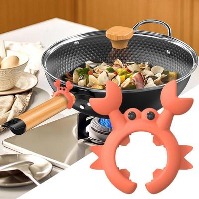 Silicone Spoon Rest Non-Slip Crab Cooking Spoon Holder Heat-Resistant Pot Clip Spoon Rest Stove Top Spatula Holder Kitchen