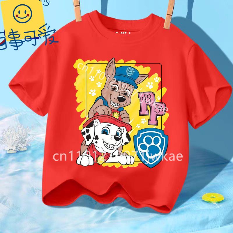 Summer Kids Korean Clothes Baby Casual Tees Cute Birthdays Gifts Paw Patrols Girl Boys T Shirt Cartoon Skye Short Sleeve Tops