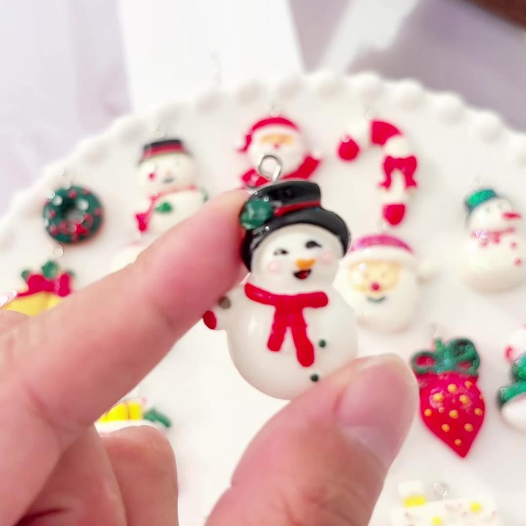 Christmas Resin Pendants - Santa And Snowman Ornament Set For Christmas Tree Decorations, Gift Wrapping, And Holiday Crafts