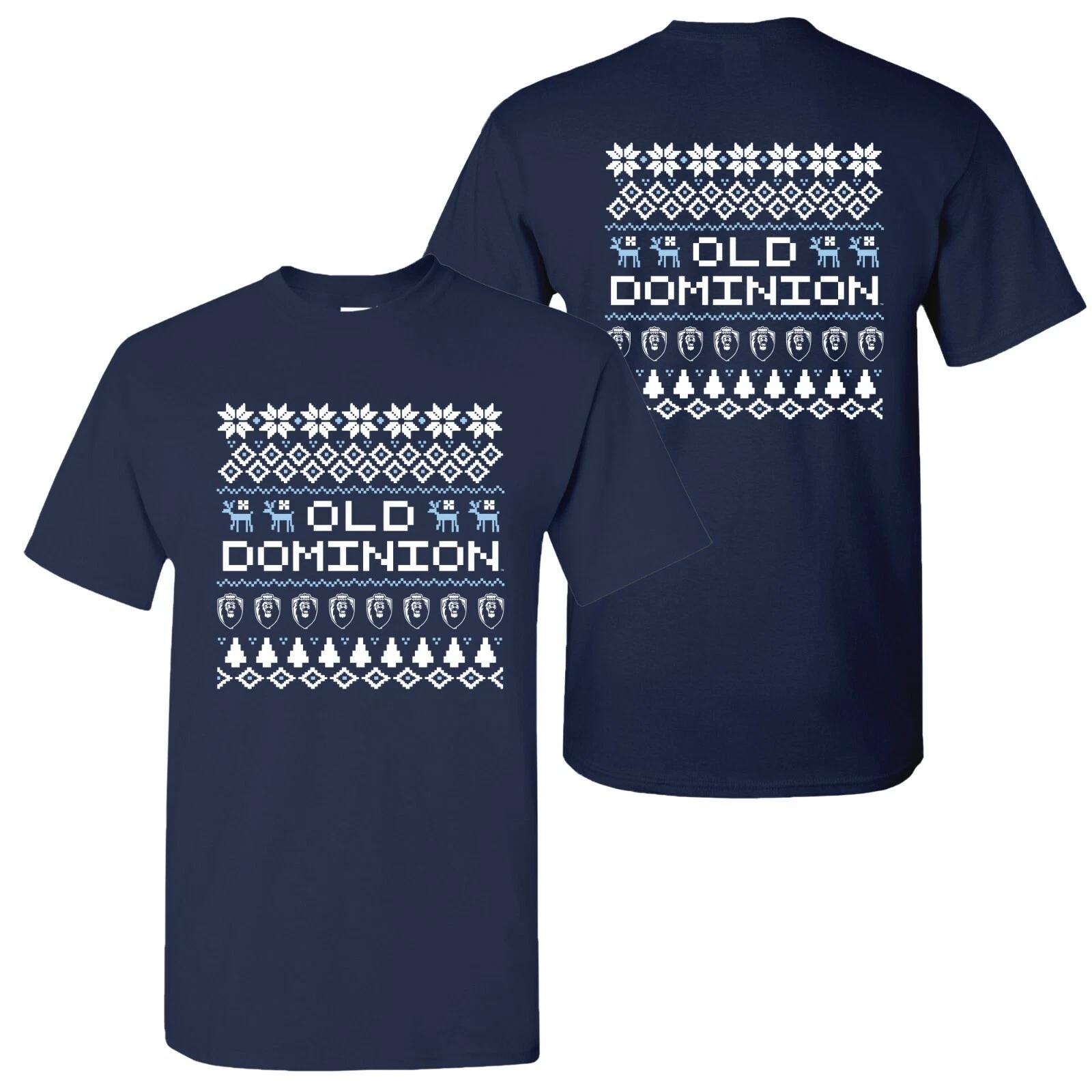 Old Dominion Monarchs Holiday Sweater T-Shirt - Navy 4XL