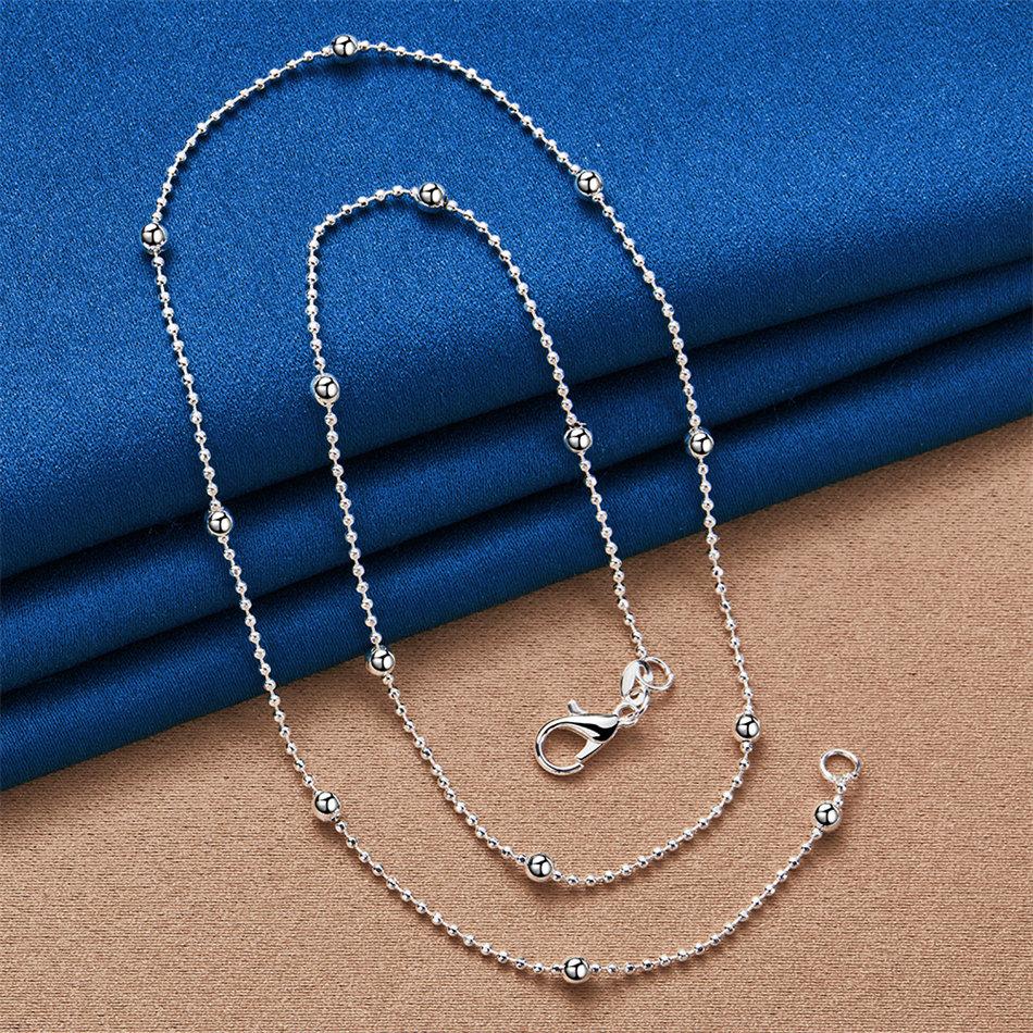 925 Sterling Silver Exquisite Ball Necklace Women Fashion Party Engagement Gift Jewelry Accessories