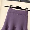 Thick Warm Women Knit Sweater Skirt High Elastic Waist A Line Fashion Casual Lady Long Skirts