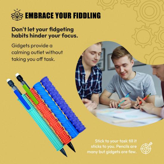 Silicone Pen Sleeve for Quiet Fidgeting Sensory Stress Relief Pen Mechanical Pencil Conversion Kit Teacher Gift for Classroom Supplies