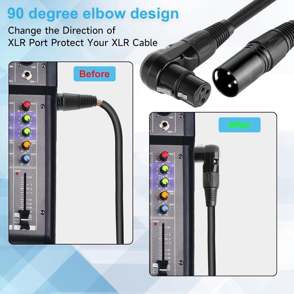 Straight XLR Male XLR Microphone Extension Cable 90 Degree XLR Female 3 Pin Connector XLR Female to Male Adapter