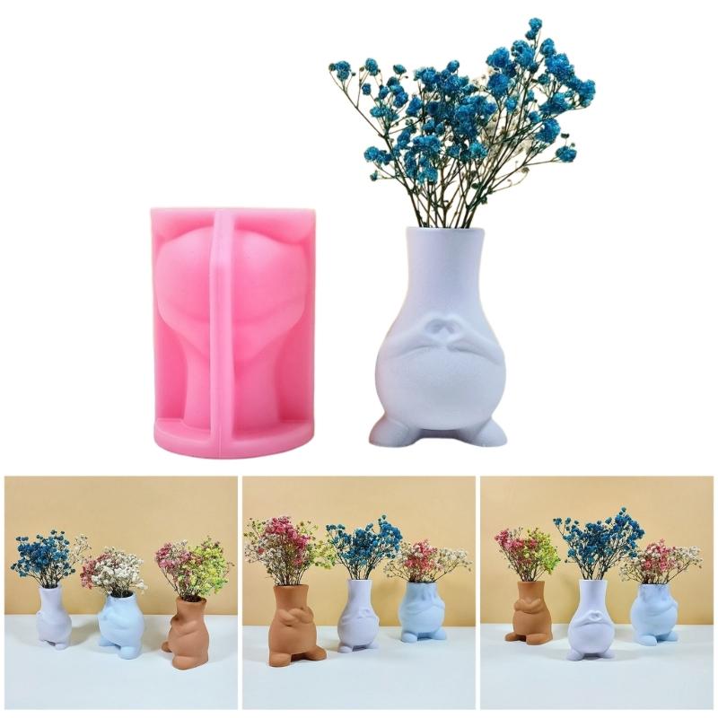 Vase Resin Molds Heart Postures Silicone Mold Succulent Plant Flower Pots Mold Epoxy Resin Casting Mould Home Decorations