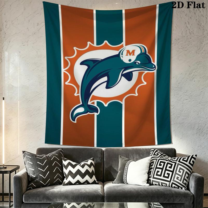 Miami Dolphins Wandteppich Ästhetisches Wandbehang Gedruckter Stoffdecke Dekorative Wandteppiche für Schlafzimmer Wohnzimmer Heimdekoration