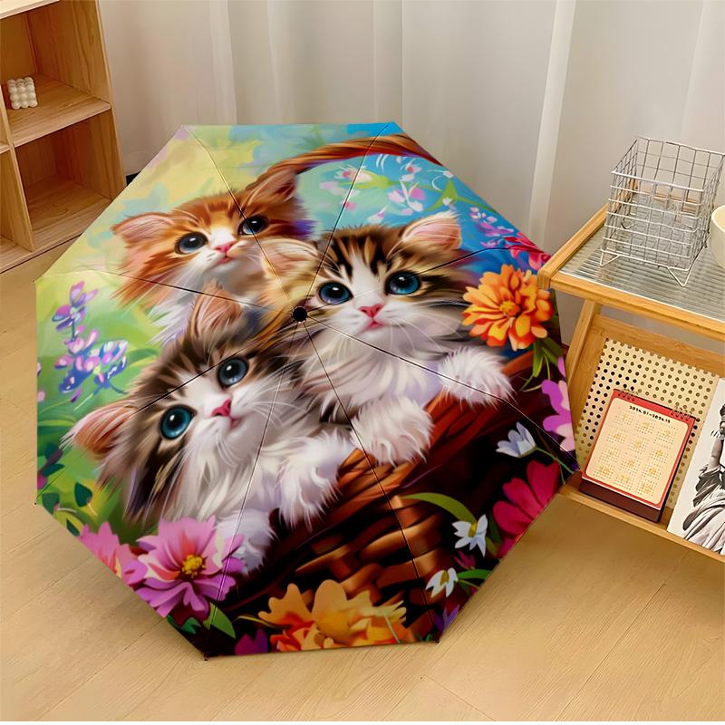 cat 3 Printed umbrella windproof folding umbrella portable sun and rain umbrella suitable for gifting