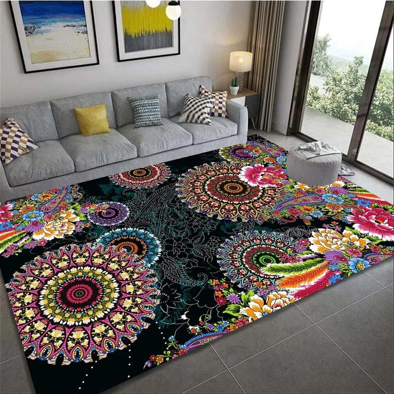Romantic 3D Floral Pattern Carpet Home Bedroom Floor Decor Big Size Mat Non-slip Coffee Table Area Rug Bathroom Washable Doormat