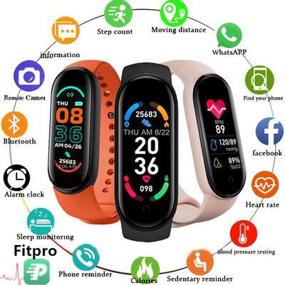 M6 Smart Watch Muži Ženy Fitness Smart náramok Športový remienok Monitor srdcového tepu a krvného tlaku Vodotesné multifunkčné hodinky