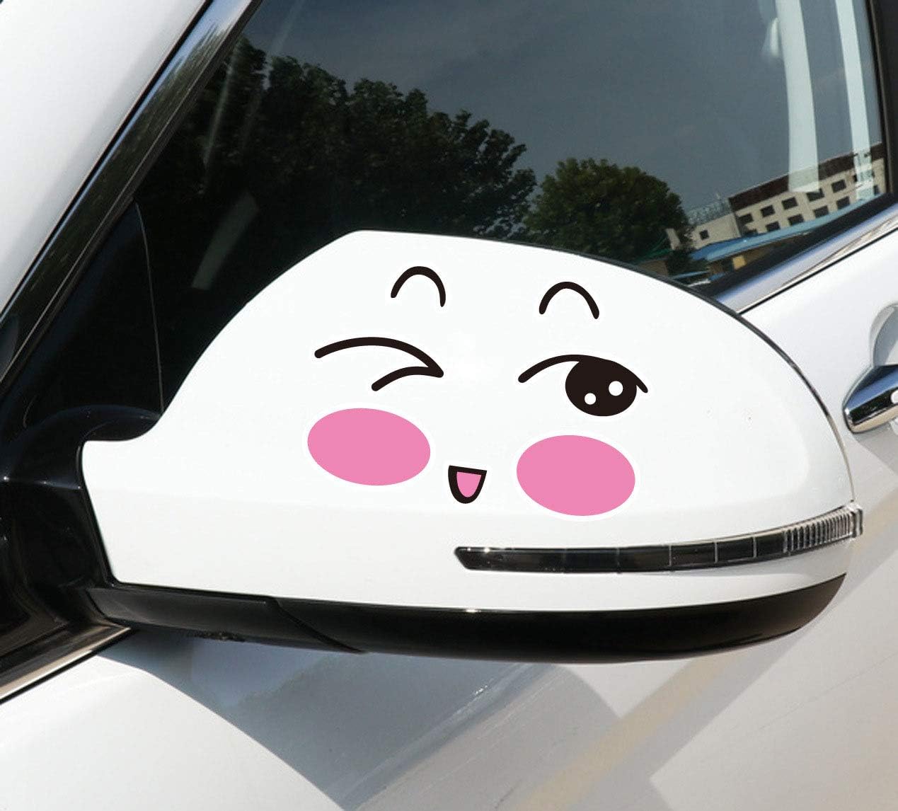 

Fun Smiley Face Decal Sticker for Car Truck, Motorcycle, Side L+R Rearview Mirror ціан