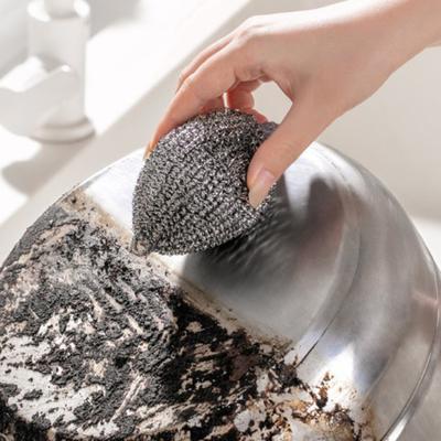 2/3Pcs Cleaning Balls Stainless Steel Pot Scrubber with Hanging Loop Design Kitchen Household Cleaning Brush