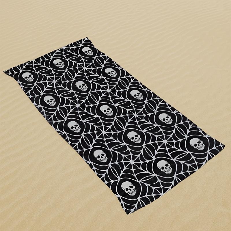1 Stück Strandtuch mit Totenkopfmuster, Geeignet für Meeresufer, Schwimmbad, Badezimmer, Camping, Reisen, Yoga, Fitness, Vielseitiges Strandtuch