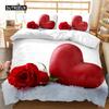 Rose Duvet Cover Set Microfiber Pink Heart Rose Romantic Flower Theme Bedding Set For Lovers Double Queen King Size Quilt Cover