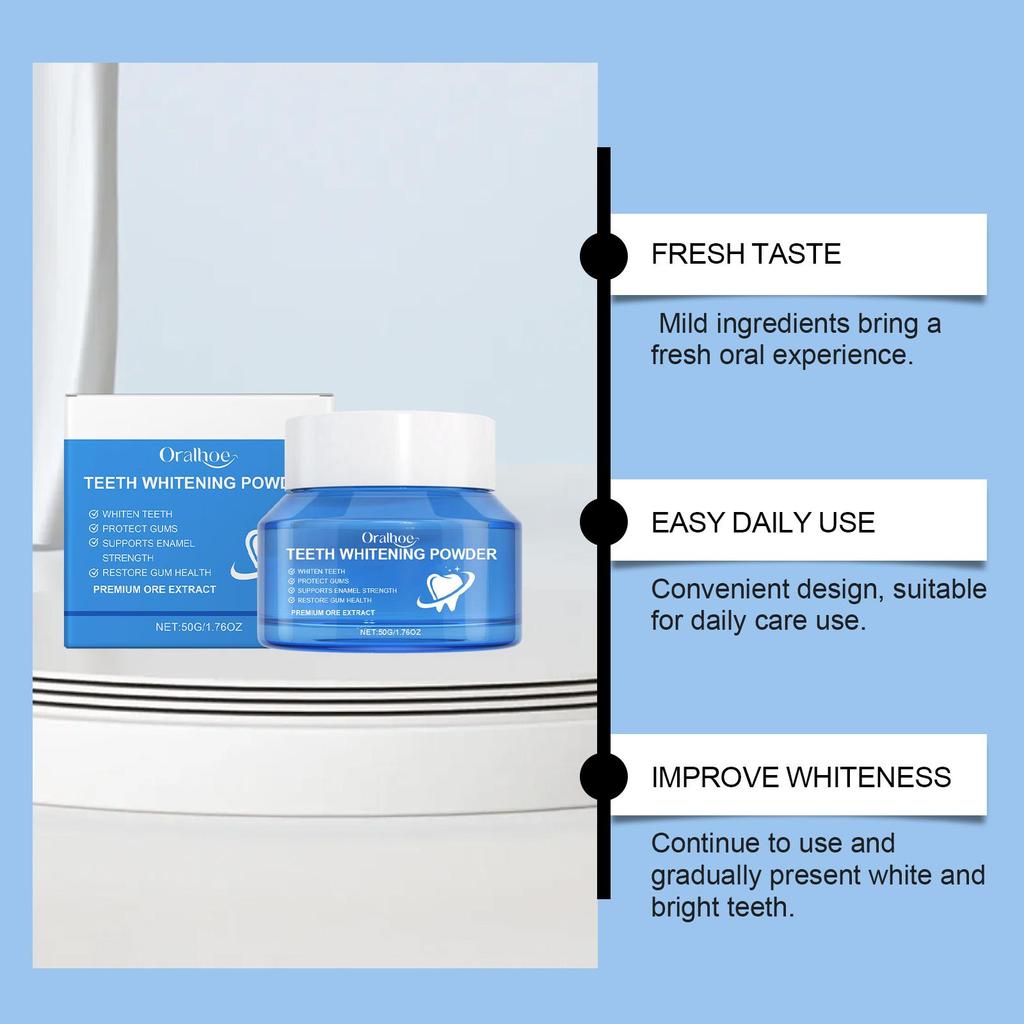 Oralhoe Teeth Whitening Powder Gently Cleans Teeth Stains and Yellowing Refreshes Your Mouth Teeth Care Powder