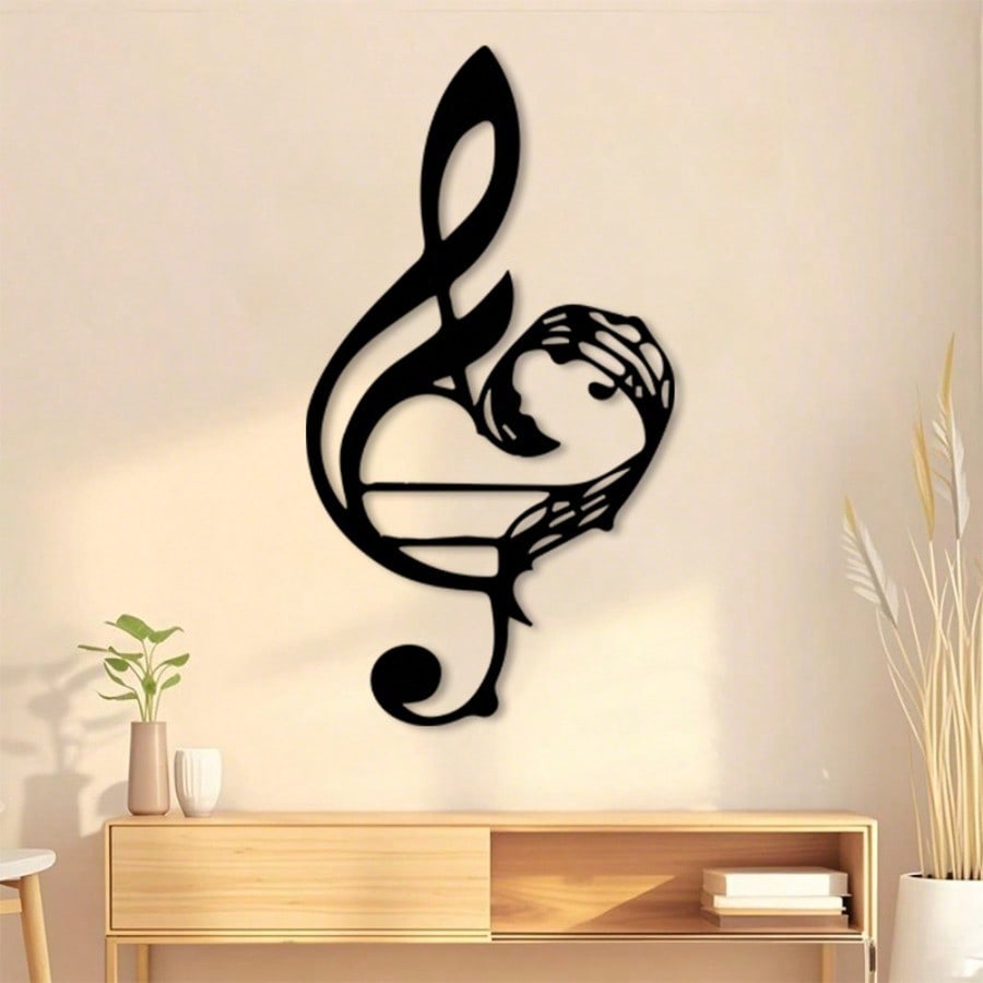 Treble Clef Black White Metal Wall Art Vintage Iron Decor Music Room Gift