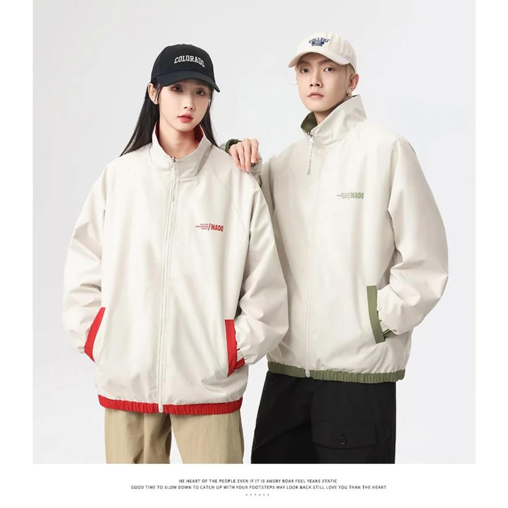 ZYLLO New Jacket Two-sided Long Sleeve Outdoor Men Coats Women Reversible Windproof Coats Splashproof Double-Sided Jackets Couple Top