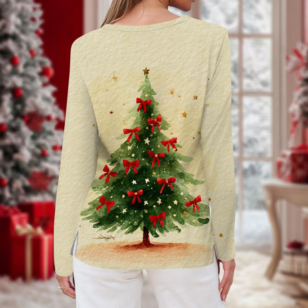 Women's Daily Casual Long-sleeved Printed O-neck Top