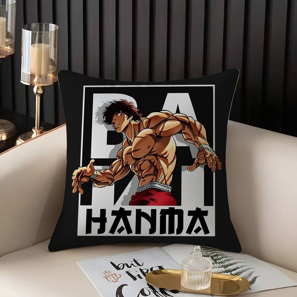 H-Hanma B-Baki Pillow Case Home Dorm Chair Back Short Plush Double-Sided Printing Office Nap Time Cushion Cover
