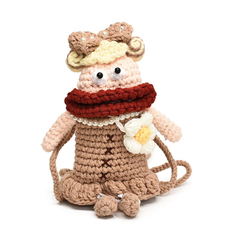 

Funny knitted contrasting colors cute doll women s mobile phone bag autumn new exquisite women s shoulder messenger bag