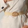 Waistband Women's premium sense Black elastic waist seal individual alloy counterbuckle waist pp straw beige fine belt