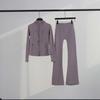 LU Womens Hooded Jacket Flared Pants Set Define Slim Fit Yoga Activewear