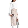 Autumn Winter Vintage Fleece-Lined PU Leather Skirt with Slit Design Women's Half Skirt