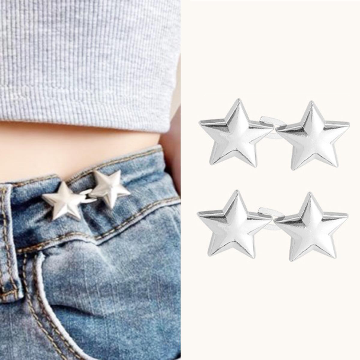 

Набор из 2 предметов для утяжки талии джинсов, Легкая утяжка без шитья, Серебристые регулируемые пуговицы подходят для свободных джинсов и брюк