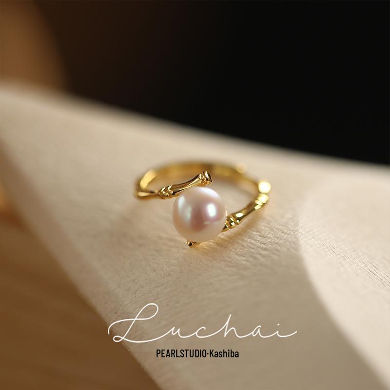 S925 Sterlingsilber Offener Perlenring: Damen Luxus Mode Zeigefinger Design