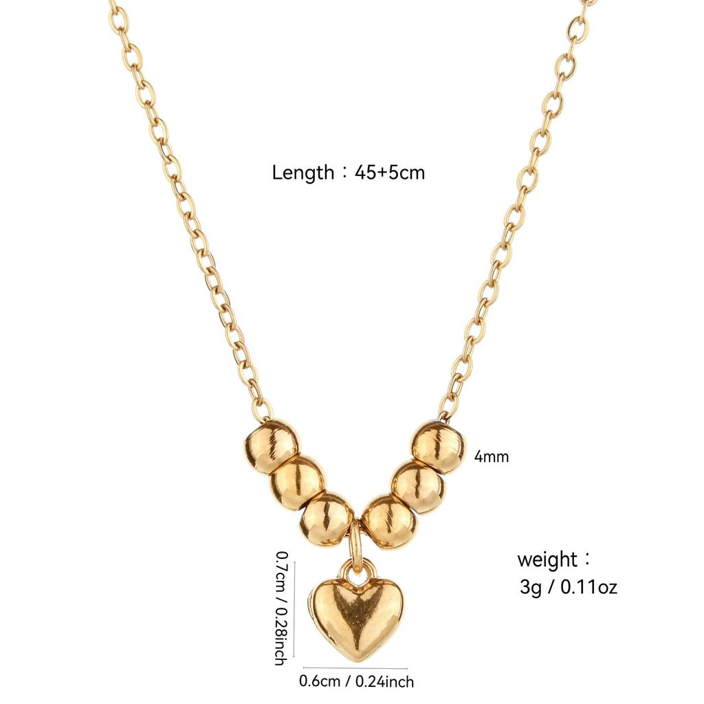 18K Gold Heart Necklace: Japanese & Korean Style, Stainless Steel, Versatile Clavicle Chain for Women